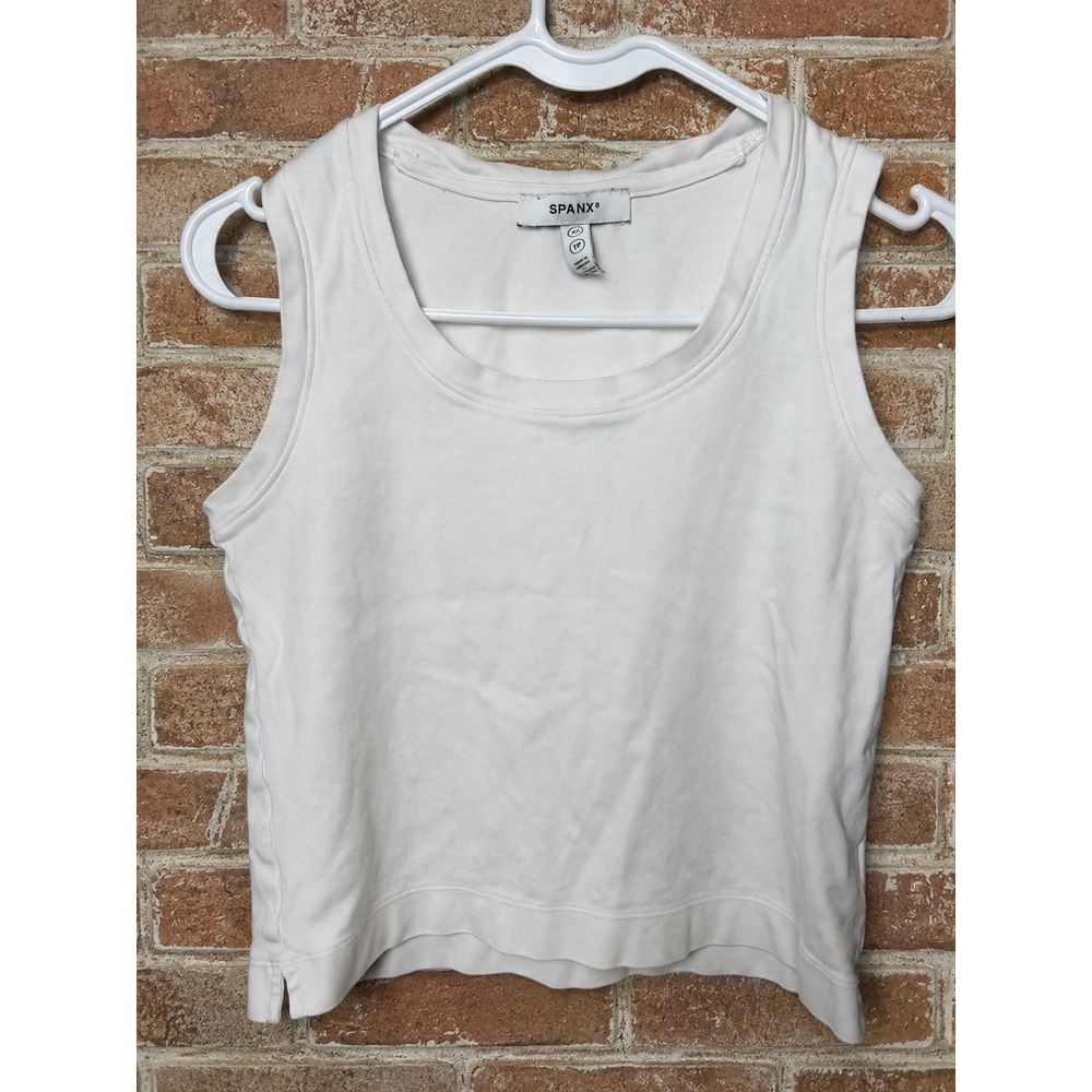 Spanx Tank Top White Scoop Neck XS Minimalist Layering Basic Preppy